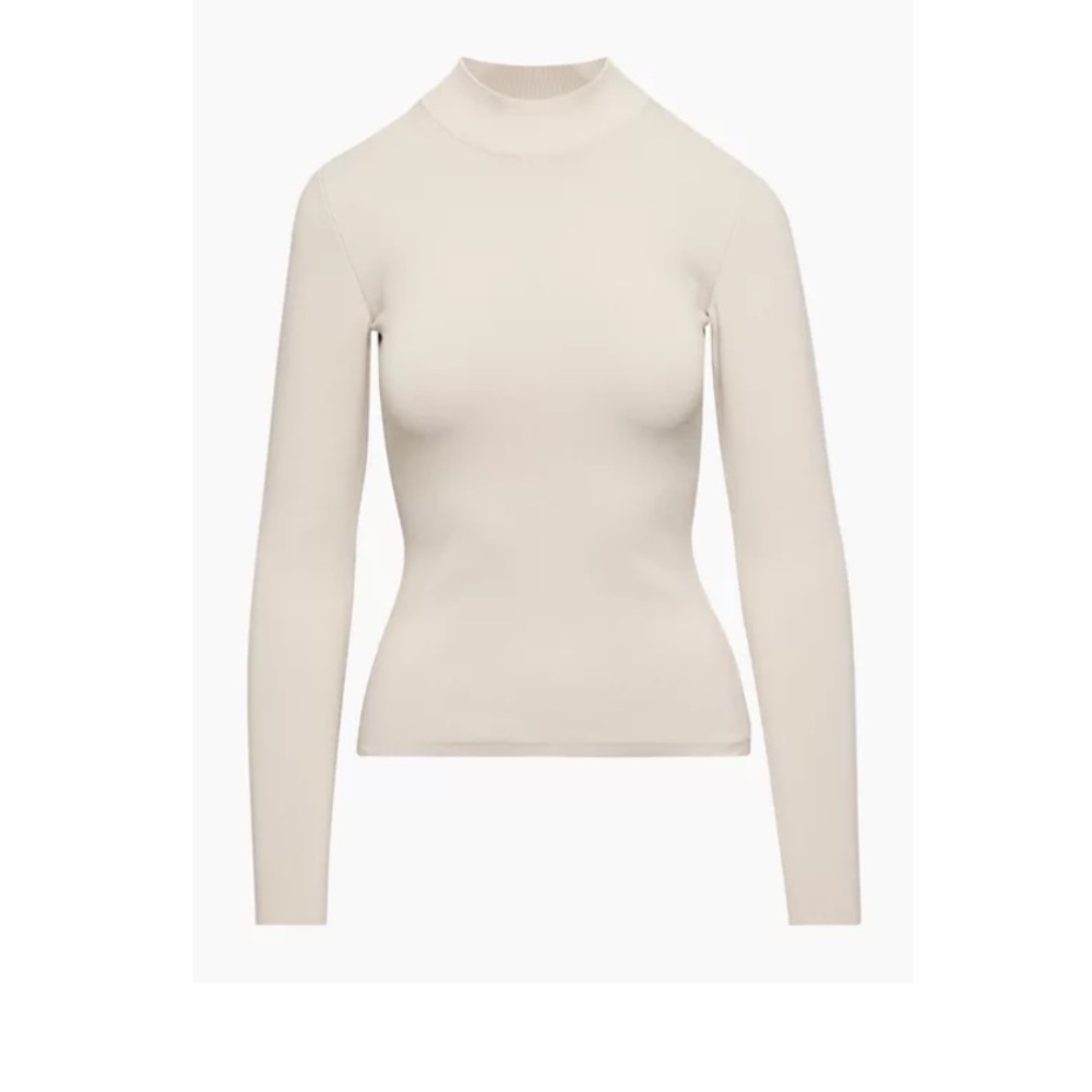 New Aritzia Babaton Sculpt Cream Long Sleeve Knit Astrid Top